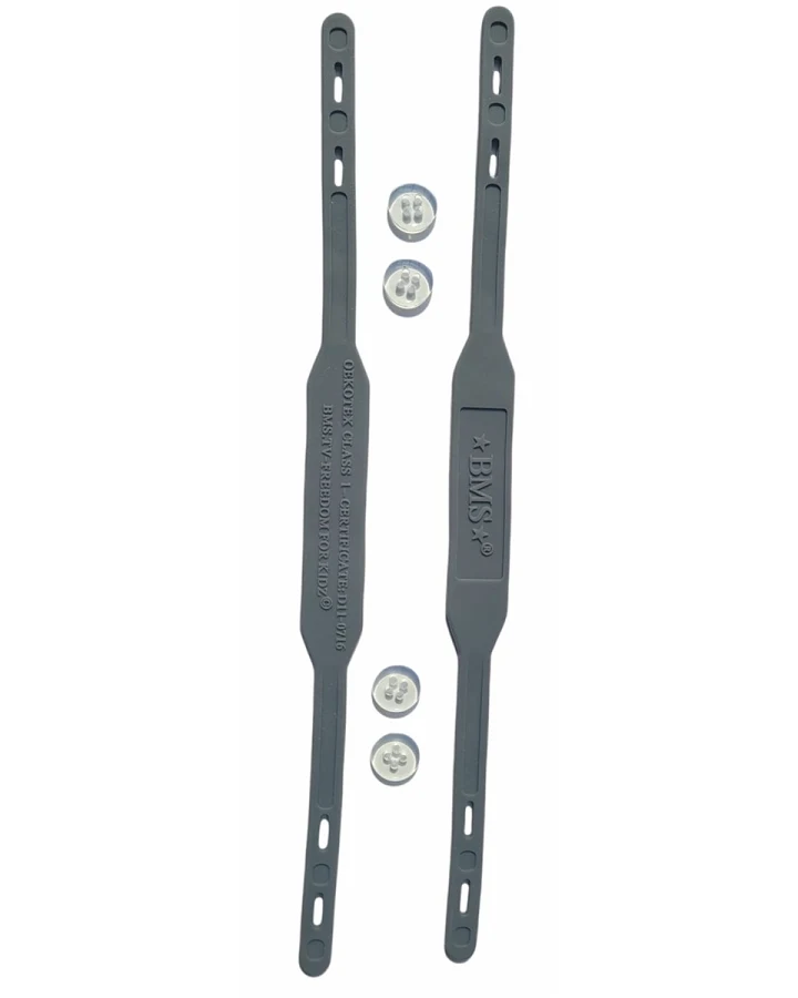 BMS Ersatz Fußstege für Regenhose Silicon Harbour Straps grau 2er Set, inklusive Knöpfe