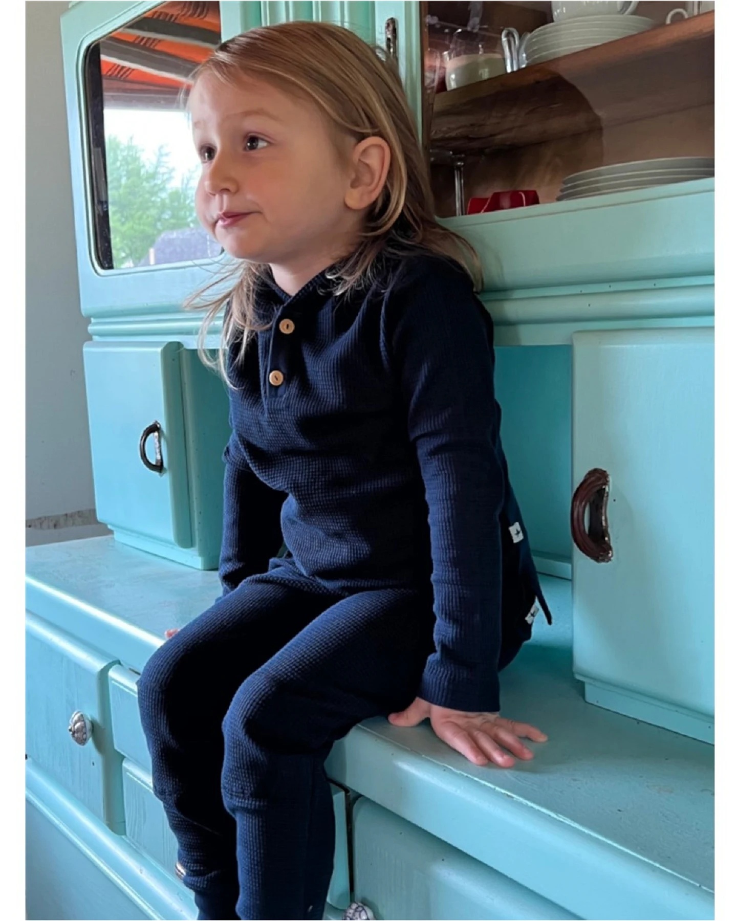 Baby und Kinder Hose Piqué indigo Gr.74/80 – Ansicht 2