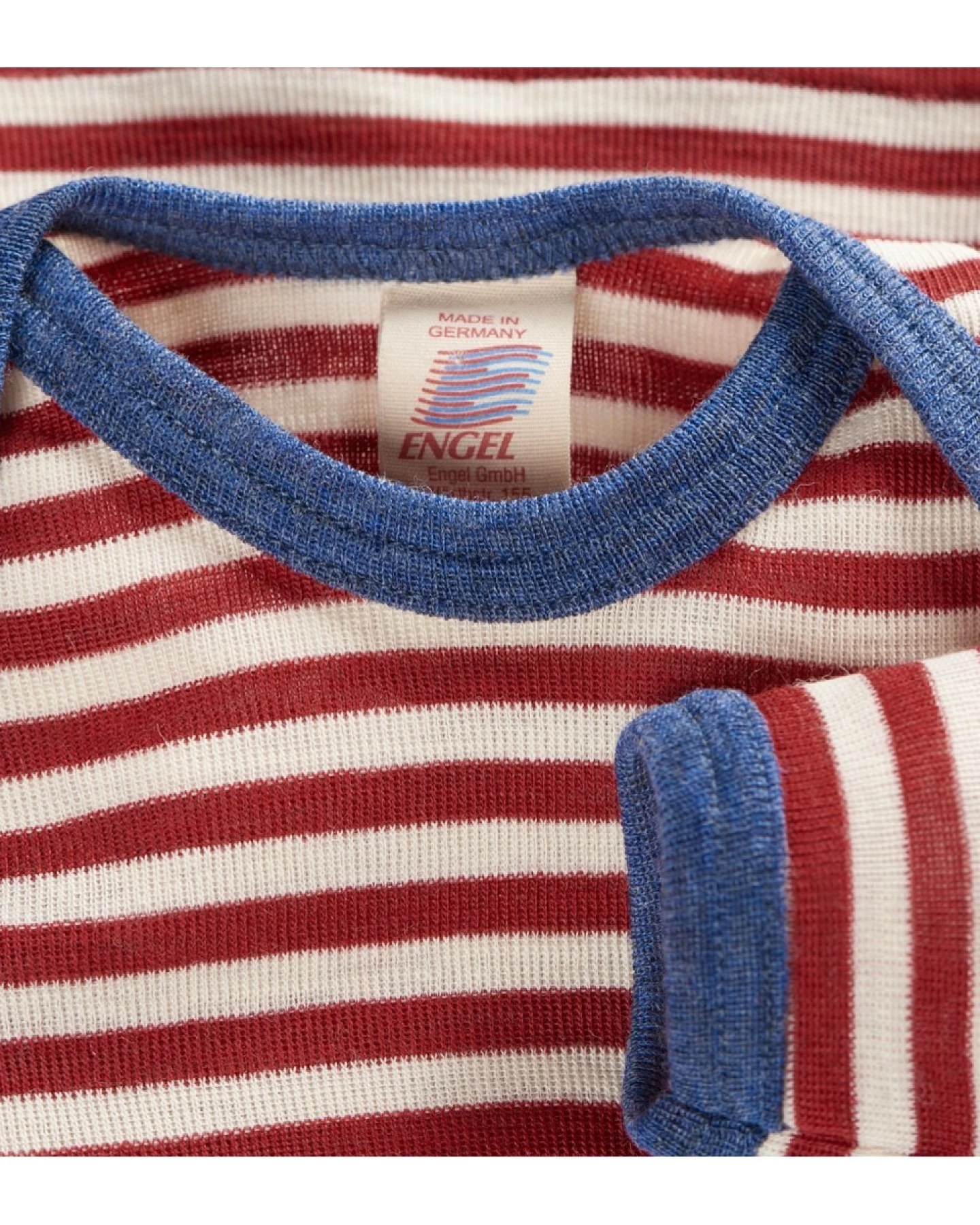 Engel Natur Baby Schlupfhemd Langarm Bio-Merinowolle rot-geringelt Gr.86/92 – Ansicht 2