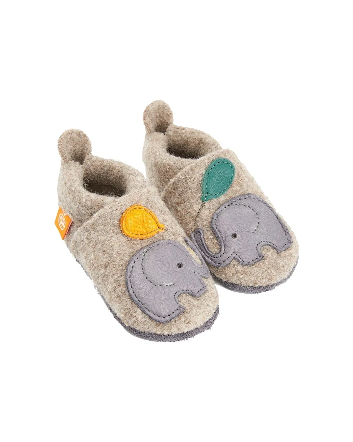 Kinder Wollwalk Hausschuhe Elefant Benni Gr.24/25