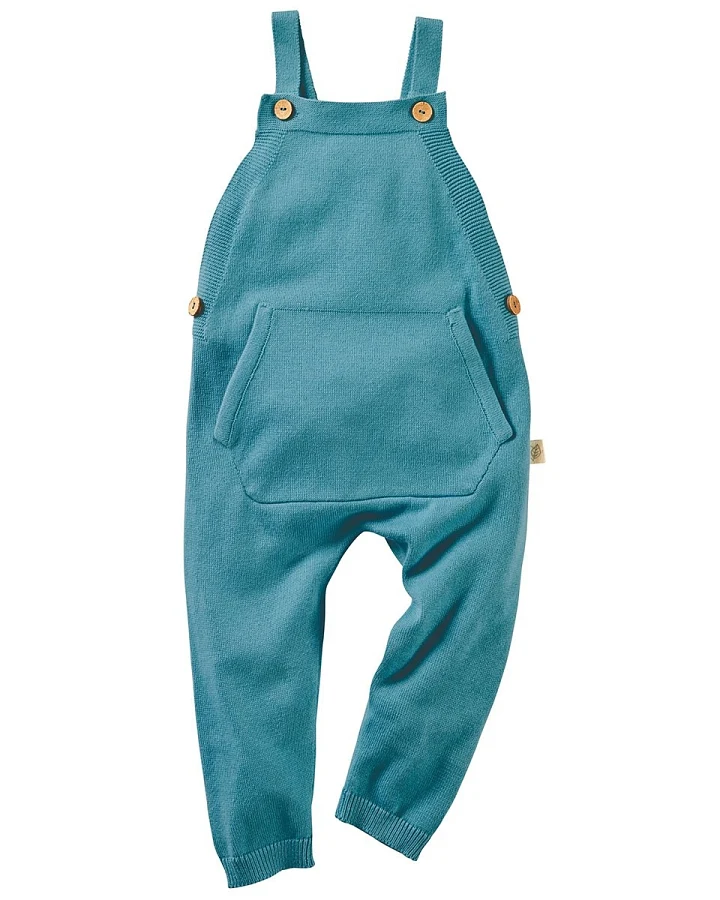 Baby und Kinder Latzhose Strick-Qualität Bio-Baumwolle blau Gr.62/68