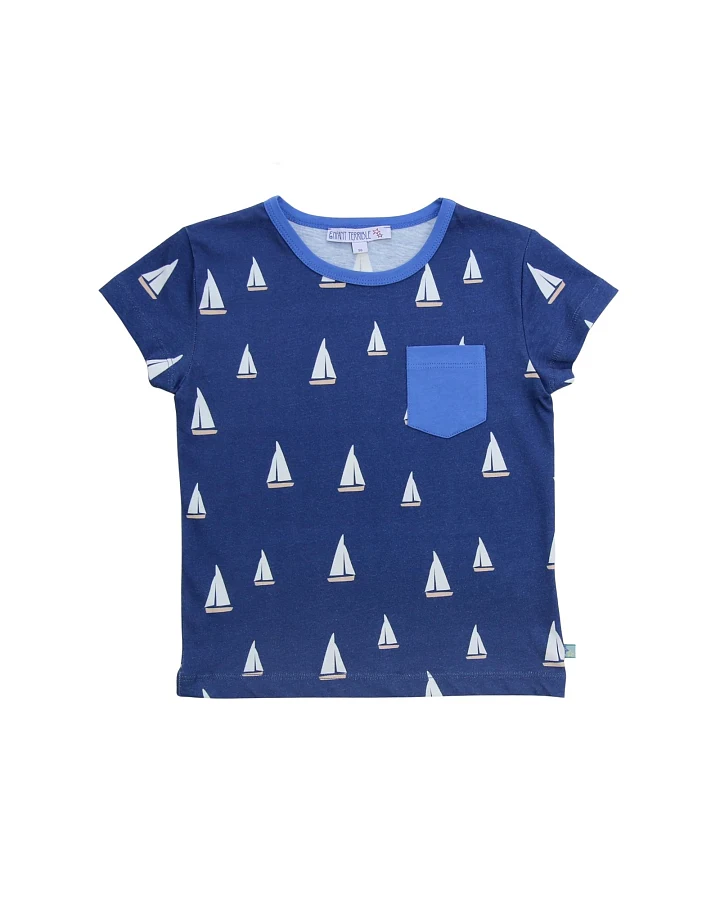 Shirt mit Segelbootdruck navy-white Gr. 86/92