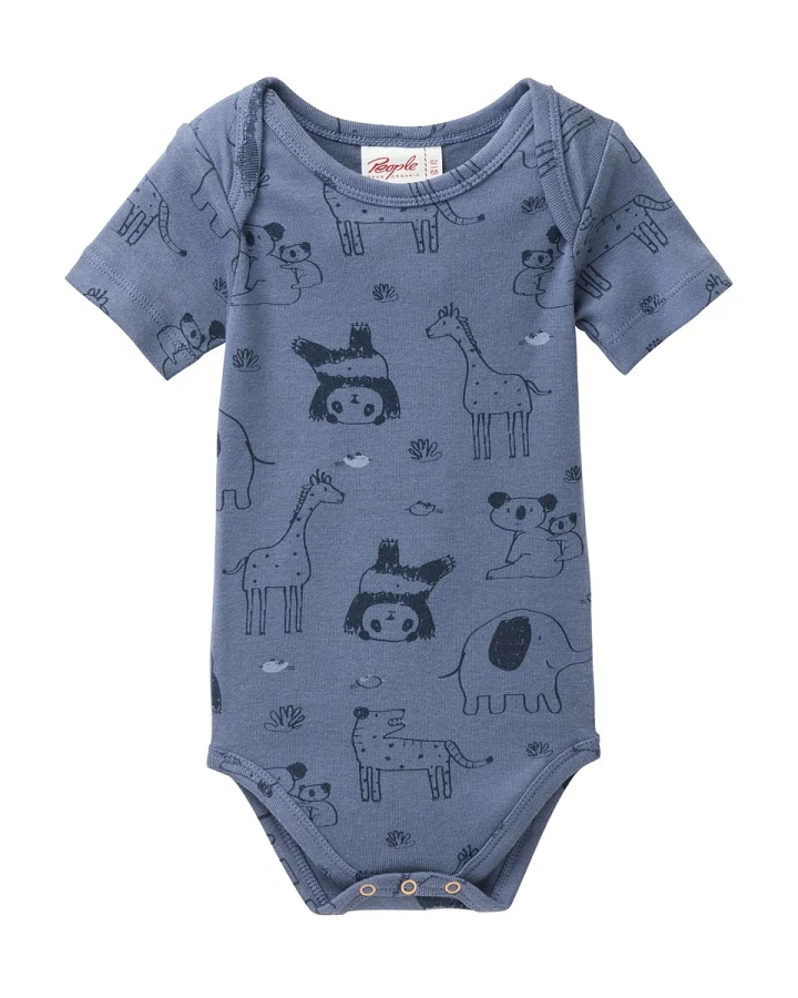 People Wear Organic Kurzarm-Body Zoo ozean Gr. 62/68
