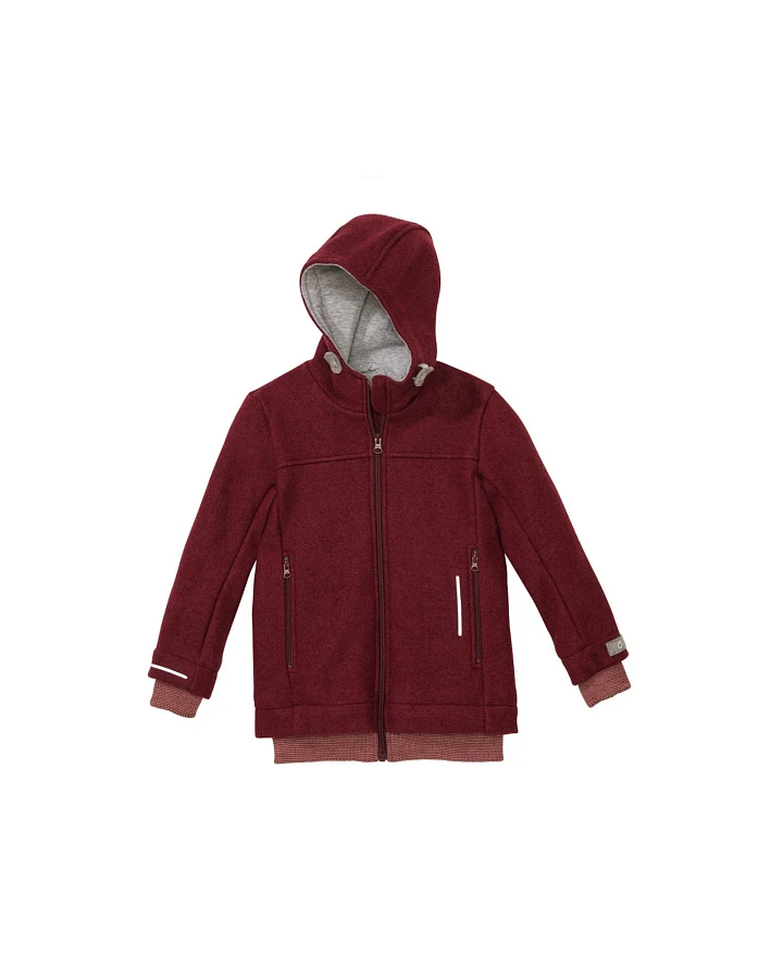 Disana Kinder Jacke mit Kapuze Bio-Merinowolle Walk Qualitä cassis Gr. 98/104