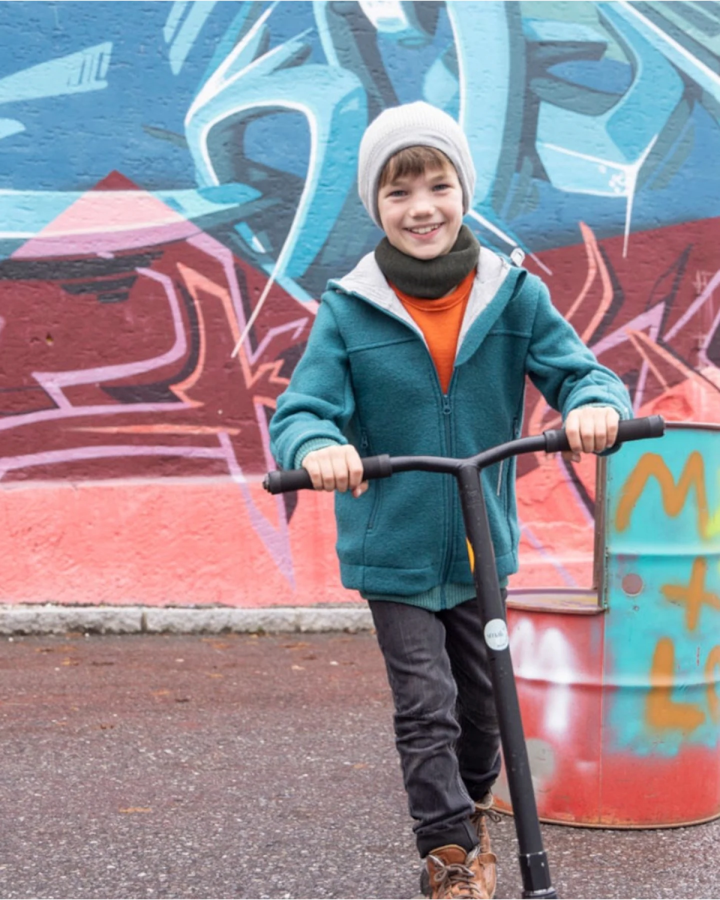 Disana Kinder Mütze Beanie Bio-Merinowolle melange-hellgrau Gr.2 (46-50 cm) – Ansicht 2
