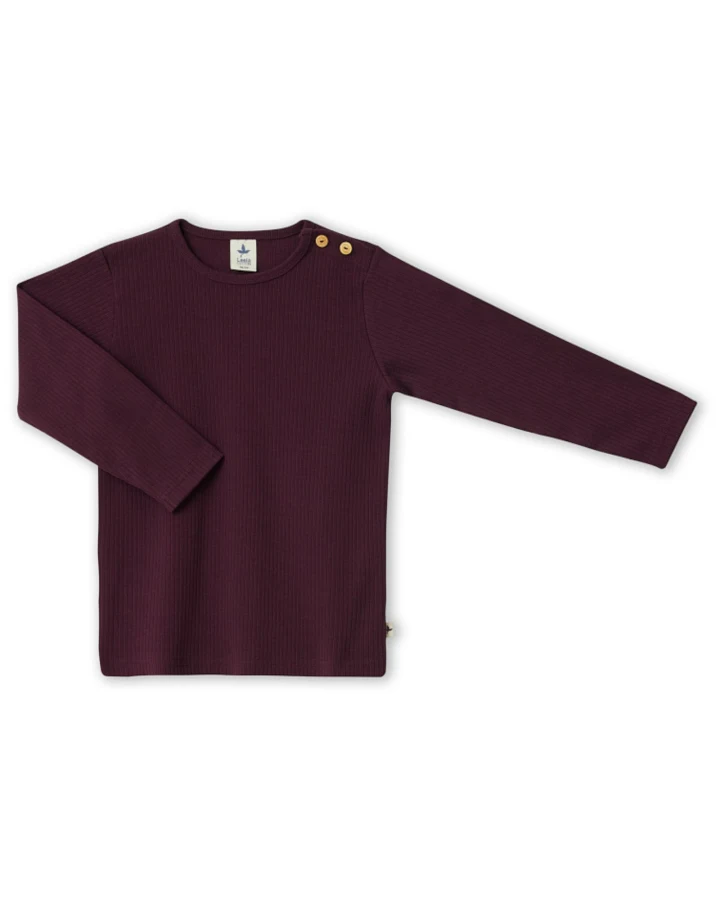 Baby und Kinder Shirt Ripp Qualität Bio Baumwolle aubergine Gr.86/92