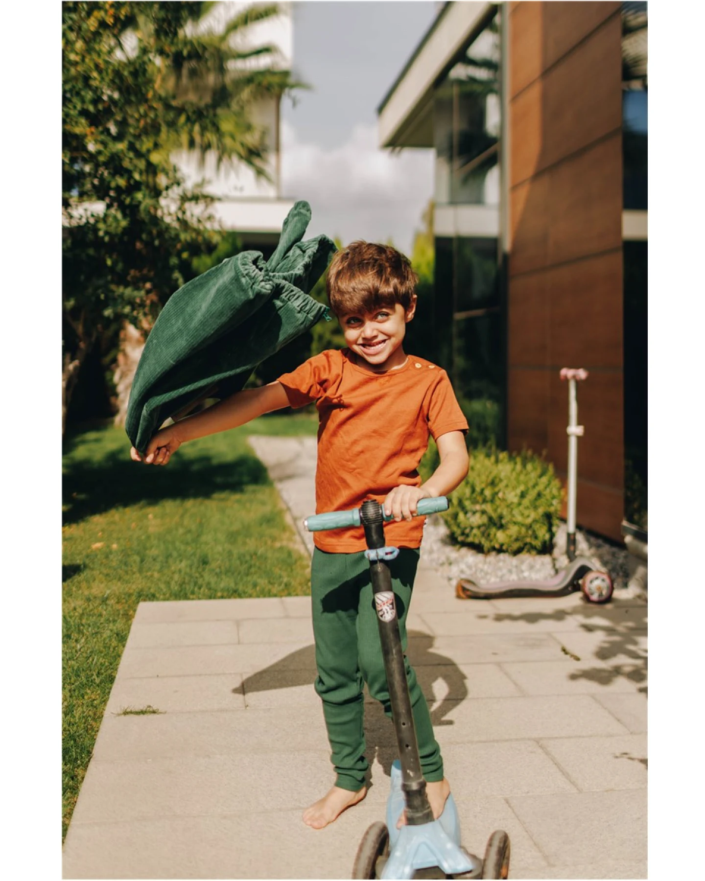 Baby und Kinder Leggings Ripp Qualität Bio Baumwolle tannennadel Gr.74/80 – Ansicht 2
