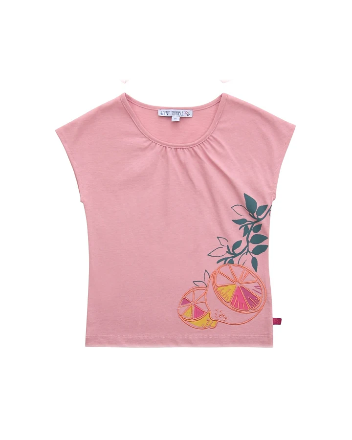 Top mit Zitronendruck/Stickerei light rose Gr. 98/104