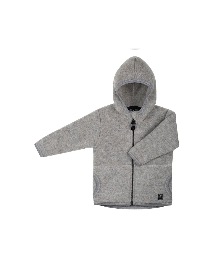 PURE PURE by Bauer Baby und Kinder Jacke mit Kapuze Bio-Merinowolle Fleece moonrock Gr.86/92