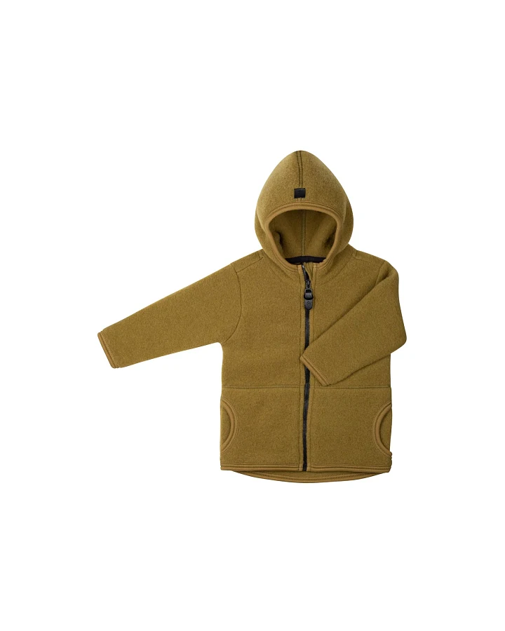 PURE PURE by Bauer Baby und Kinder Jacke mit Kapuze Bio-Merinowolle Fleece schilf Gr.86/92
