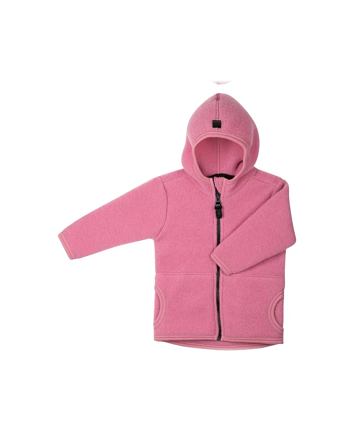 PURE PURE by Bauer Baby und Kinder Jacke mit Kapuze Bio-Merinowolle Fleece dusty pink Gr.98/104