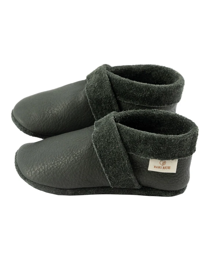 Baby und Kinder Hausschuhe Krabbelschuhe Ecopell Leder grau Gr. 21/22