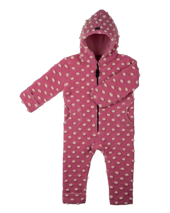 PURE PURE by Bauer Baby und Kinder Overall mit Kapuze Bio-Schurwolle Walk dusty pink Gr.62/68