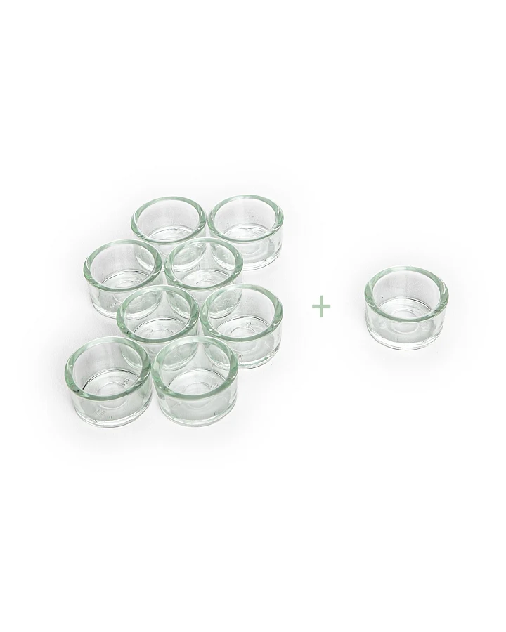 Teelichthalter Glas 8er-Set + 1 Glas gratis Durchmesser 39 mm