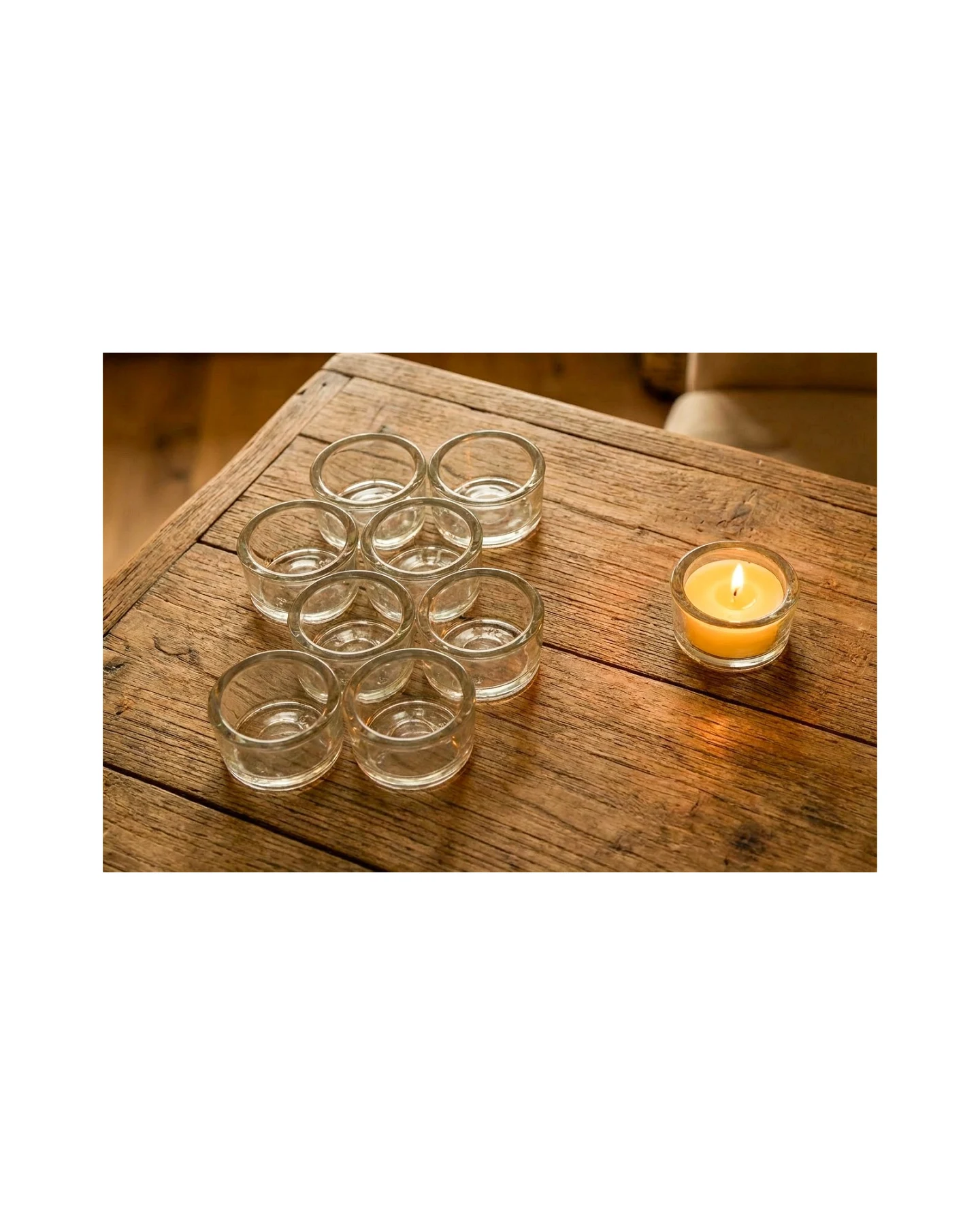 Teelichthalter Glas 8er-Set + 1 Glas gratis Durchmesser 39 mm – Ansicht 2
