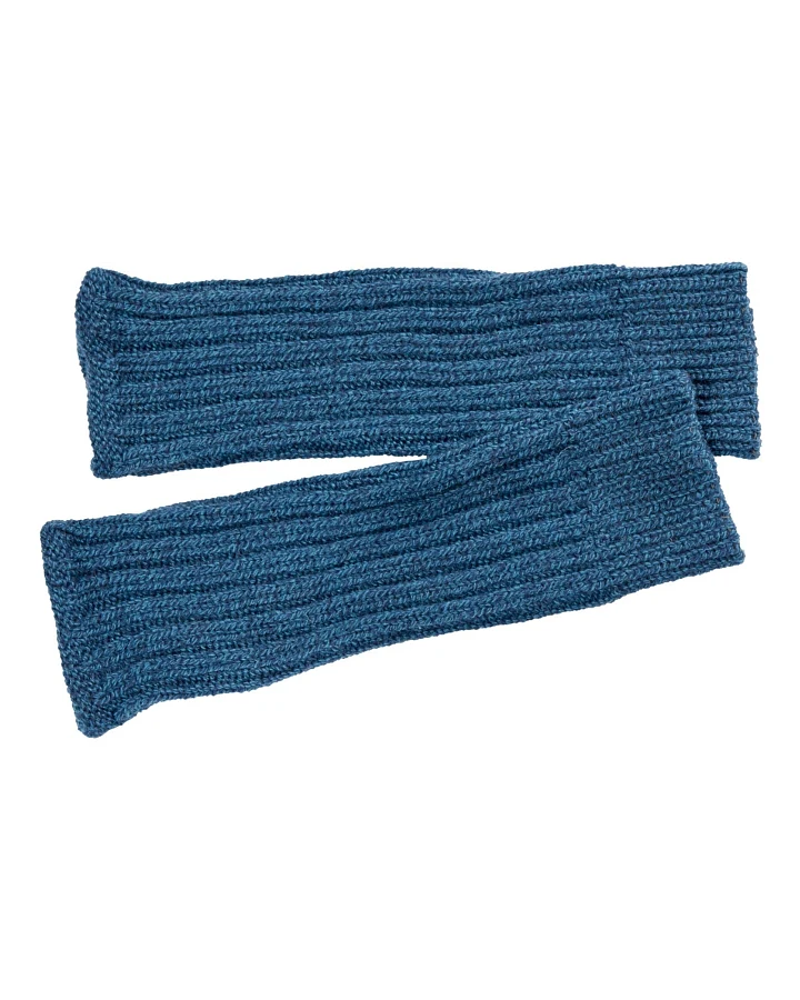 Kinder Stulpen Bio Schurwolle Strick tweedmarine Länge ca. 30 cm