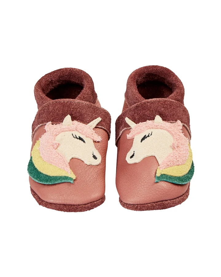 Baby und Kinder Hausschuhe Krabbelschuhe Ecopell Leder Einhorn roseberry Gr. 18/19