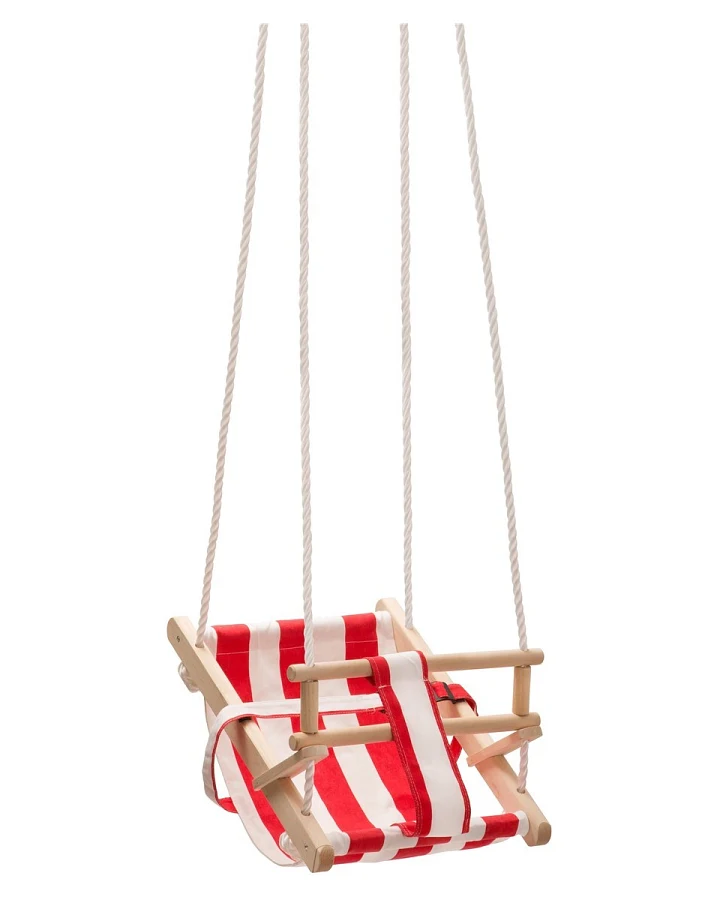 Baby und Kinder Schaukel aus Holz rot-natur gestreift 30 x 35 cm