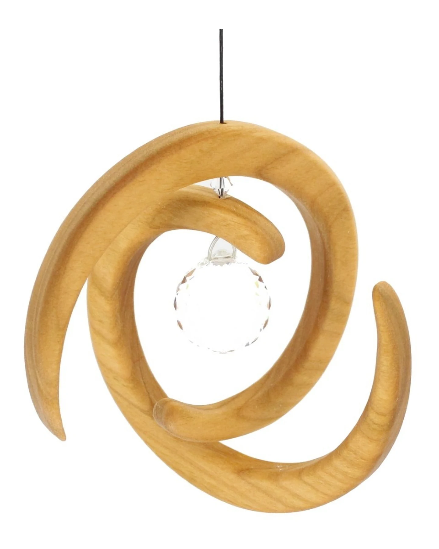 Helix aus heimischem Laubholz, Holzdeko mit Kristall Maße 13,5 x 13,5 x 1,2 cm – Ansicht 2