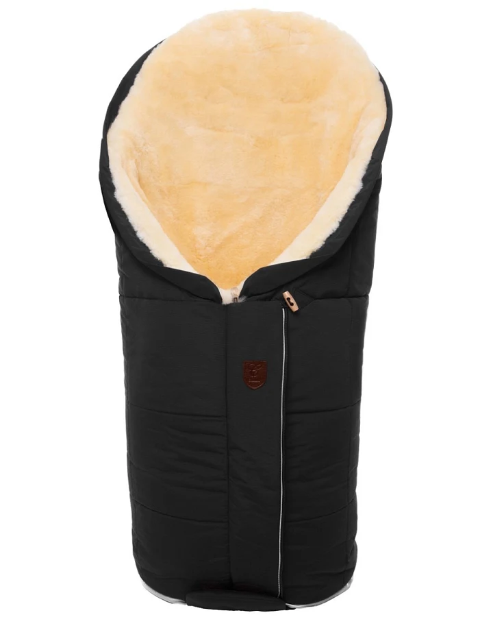 Christ Fußsack Kinderwagen Lammfell "Tula Vario Zip" schwarz Länge 100 cm, Breite 50 cm (6-36 Monate)