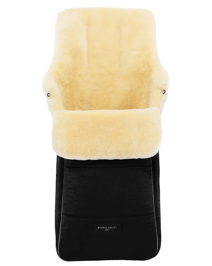 Christ Fußsack Kinderwagen Lammfell "Arosa" schwarz Länge 91 cm, Breite 47 cm (6-36 Monate)