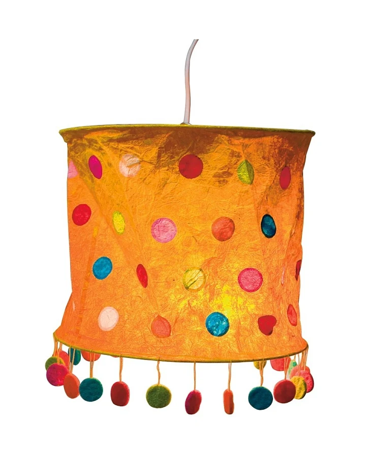 Lokta-Lampenschirm Punkte gelb Durchmesser: 28 cm, Höhe: 25,5 cm