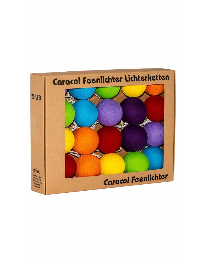 Kugel-Lichterkette 20 handgefertigte Kugeln, bunt