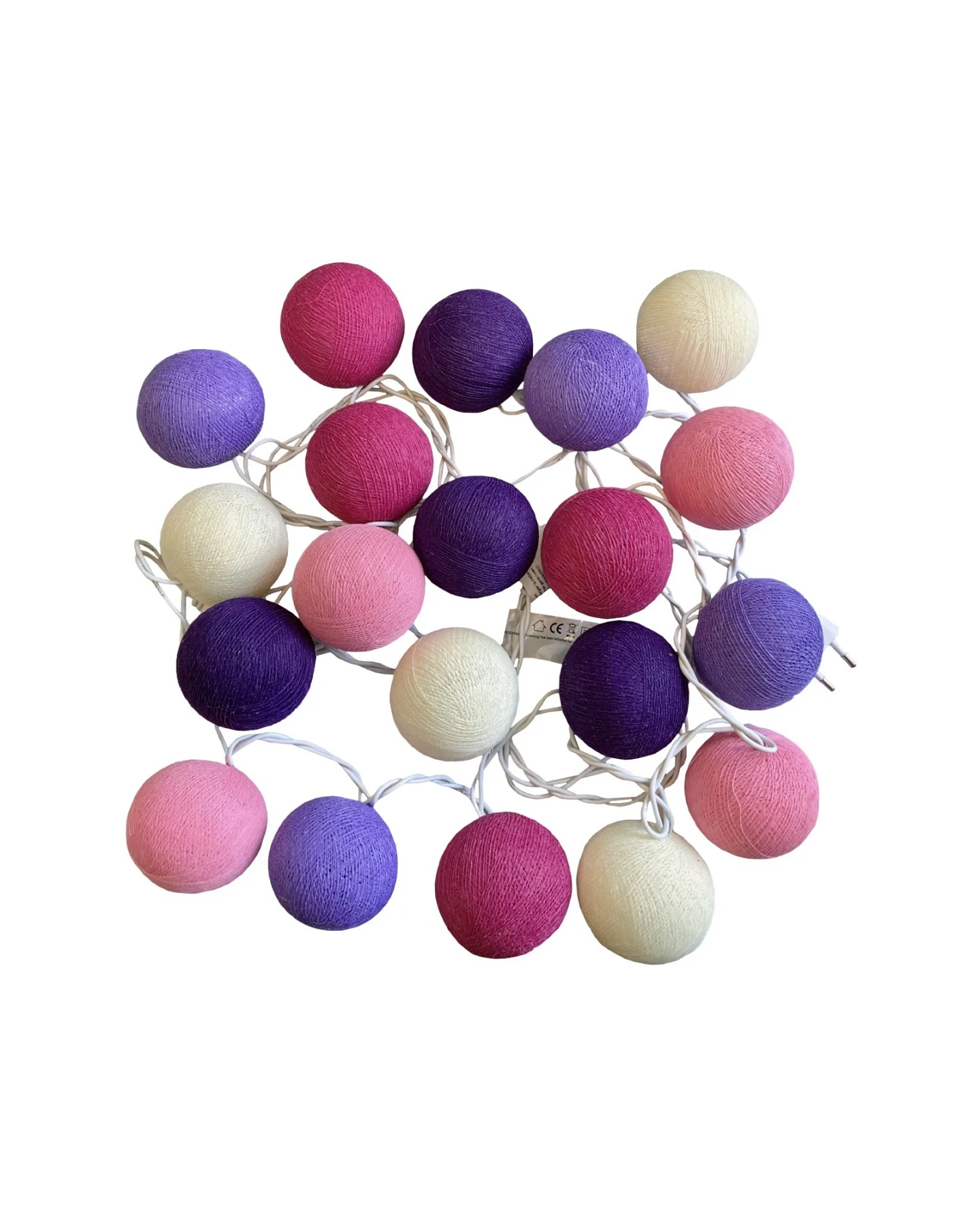 Kugel-Lichterkette 20 handgefertigte Kugeln, rosa-lila – Ansicht 2