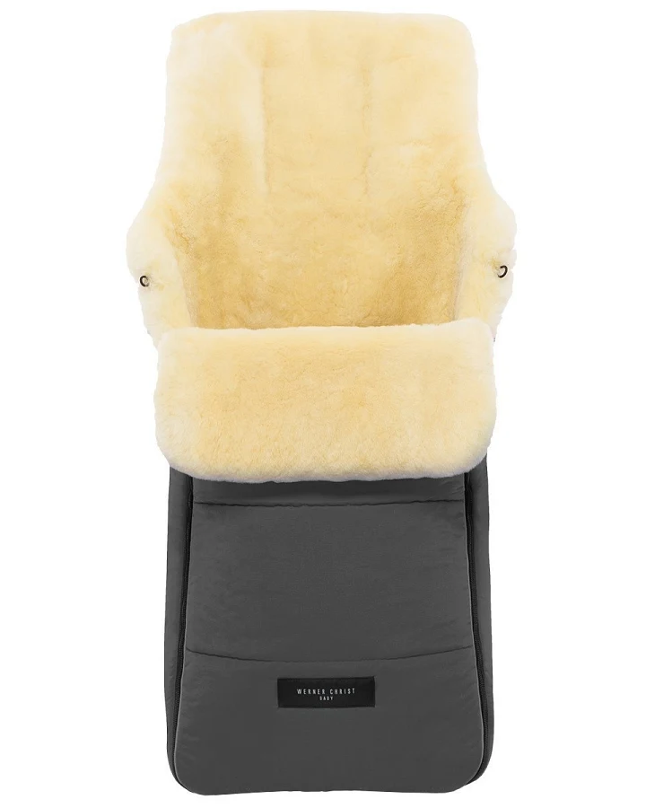 Christ Fußsack Kinderwagen Lammfell "Arosa" stein Länge 91 cm, Breite 47 cm (6-36 Monate)