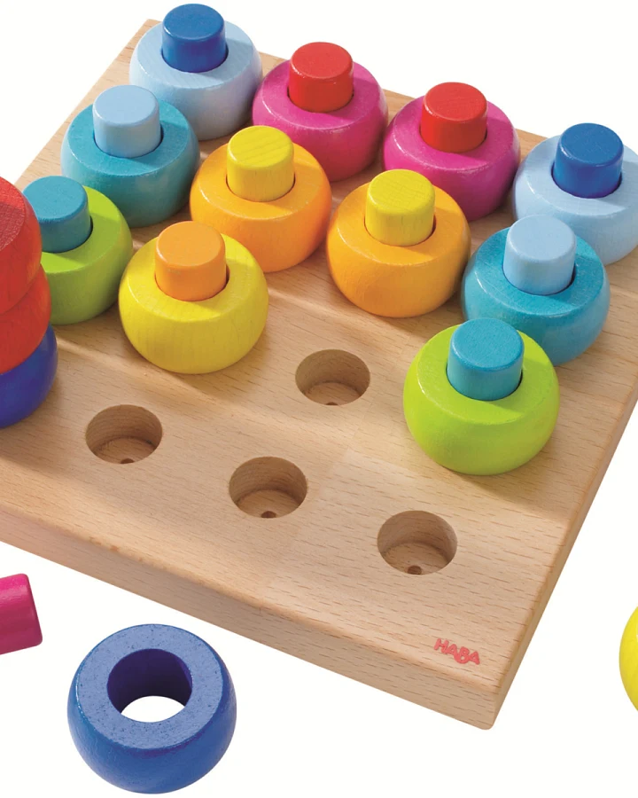 HABA Steckspiel Farbkringel Buche 32-teilig bunt
