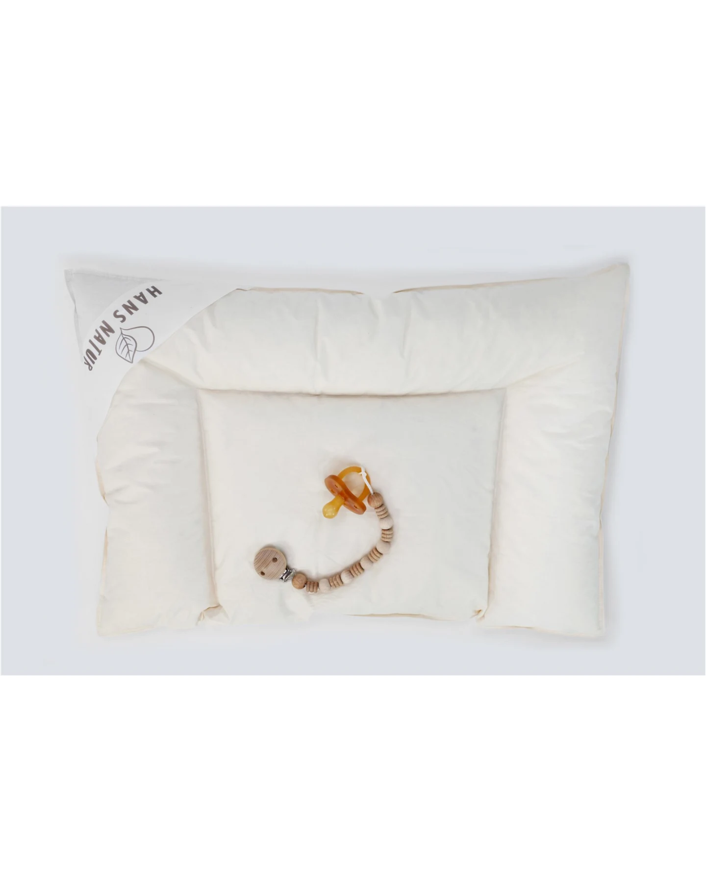Flachkissen für Babys und Kleinkinder mit Daunen Maße 40 x 60 x 2 cm, 90 g, Perkal-Inlett – Ansicht 2