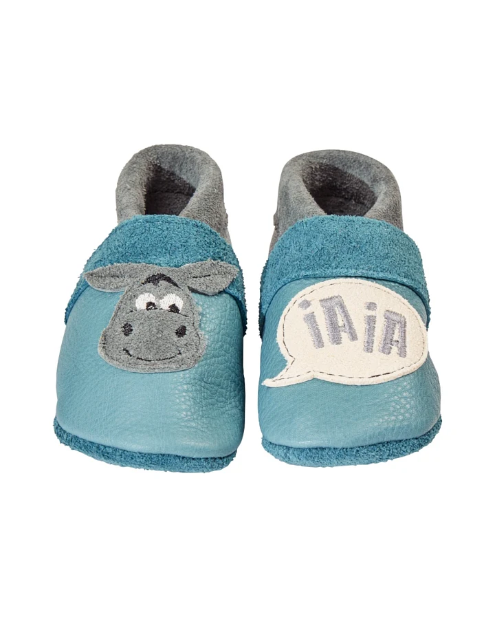 Baby und Kinder Hausschuhe Krabbelschuhe Ecopell Leder Esel blau Gr. 26