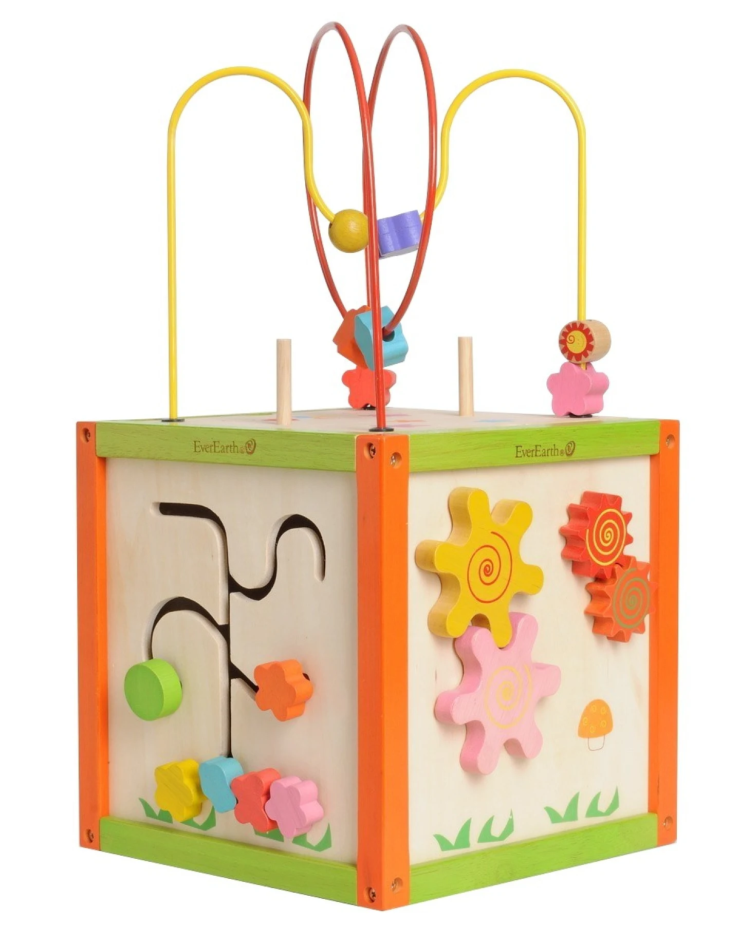 EverEarth 5-in-1 Garten Motorikwürfel aus Holz 25 x 25 x 25 cm – Ansicht 2
