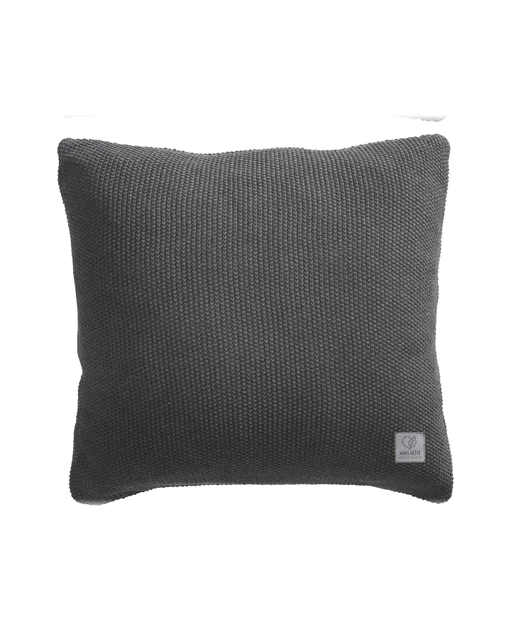 Kissenbezug 50x50 cm Bio-Baumwolle Strick dark grey Mit Reißverschluss