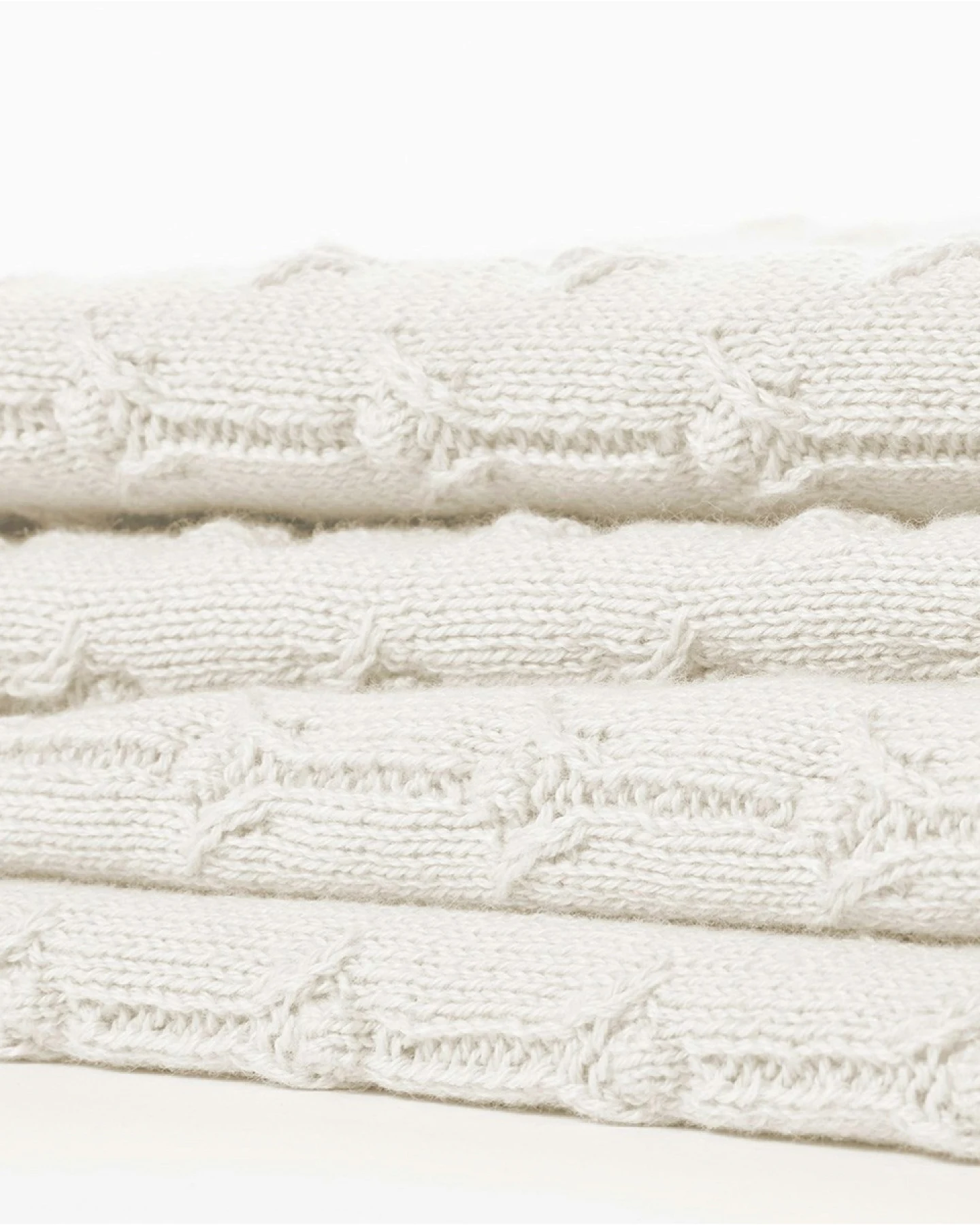 Babydecke Bio-Baumwolle Strick Pointelle ivory Maße 80 x 100 cm – Ansicht 2