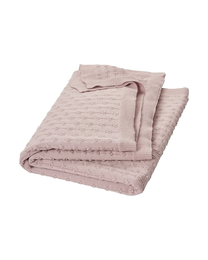 Babydecke Bio-Baumwolle Strick Pointelle altrosa Maße 80 x 100 cm