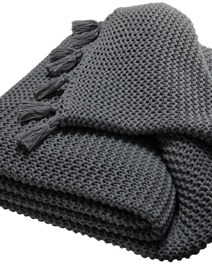 Kuscheldecke für Erwachsene Bio Baumwolle stone darkgrey-melange Maße 150 x 200 cm