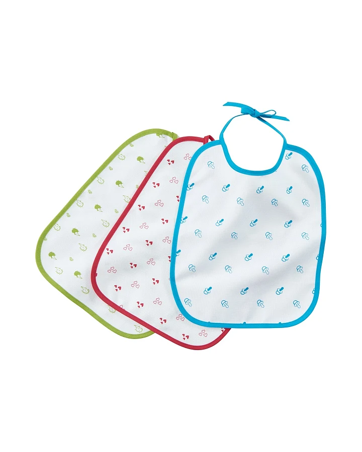 Lätzchen mit Bindebändern Bio Baumwolle 3er-Set petrol-beere-grün Maße 32 x 26 cm