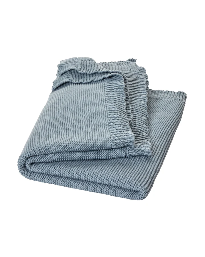 Babydecke Bio-Baumwolle Wellenkante graublau Maße 80 x 100 cm