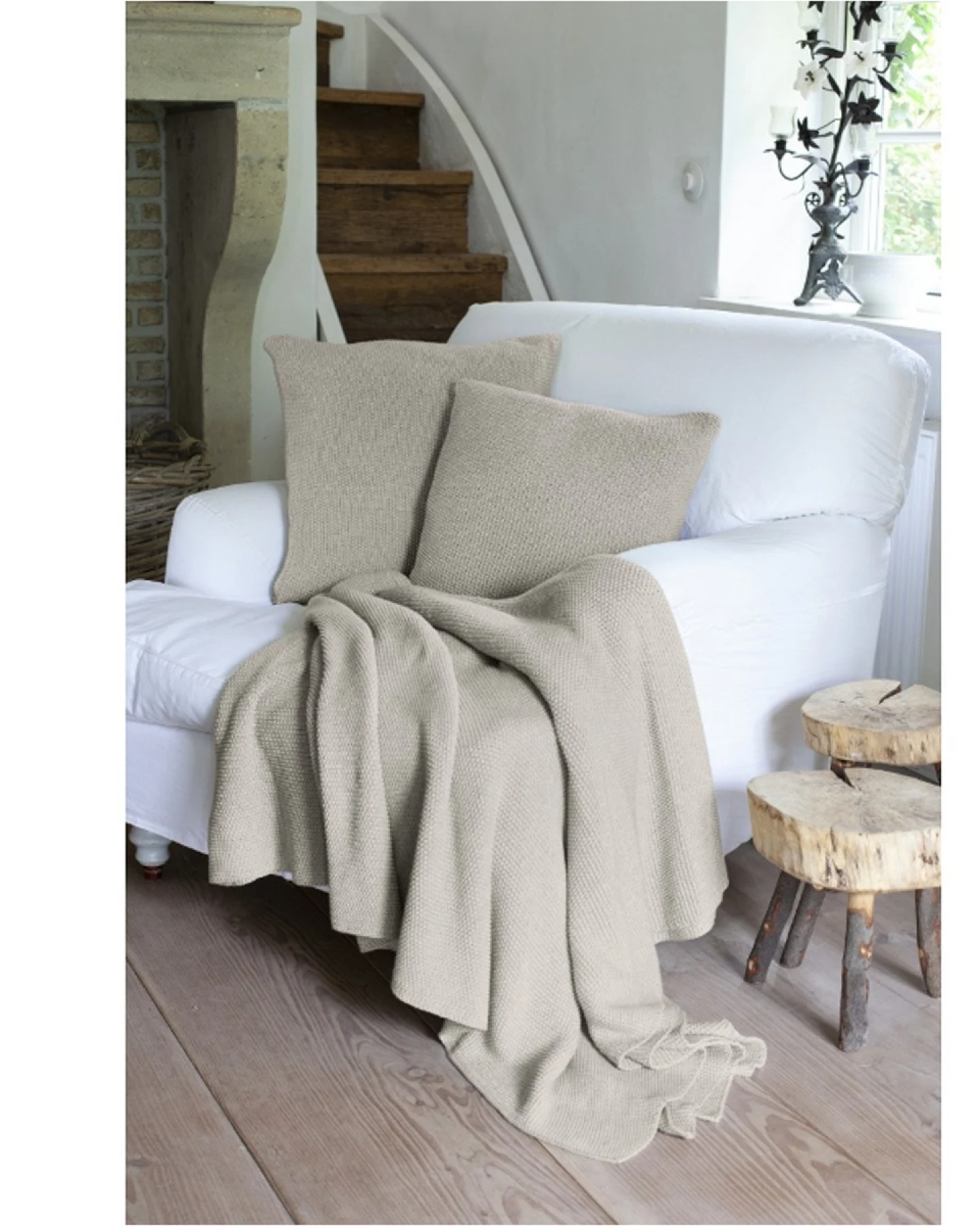 Kuscheldecke für Erwachsene Bio-Baumwolle sand melange Maße 150 x 200cm – Ansicht 2