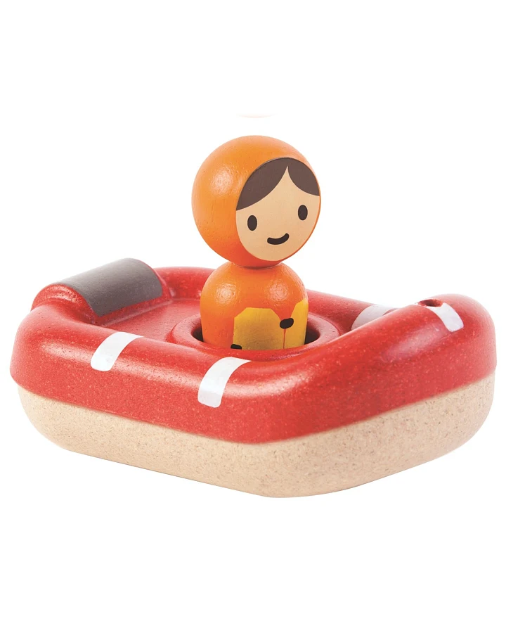 PlanToys Badewannenspielzeug Boot aus recyceltem Kautschukholz "Küstenwache" Maße 8,5 x 12 x 5,5 cm