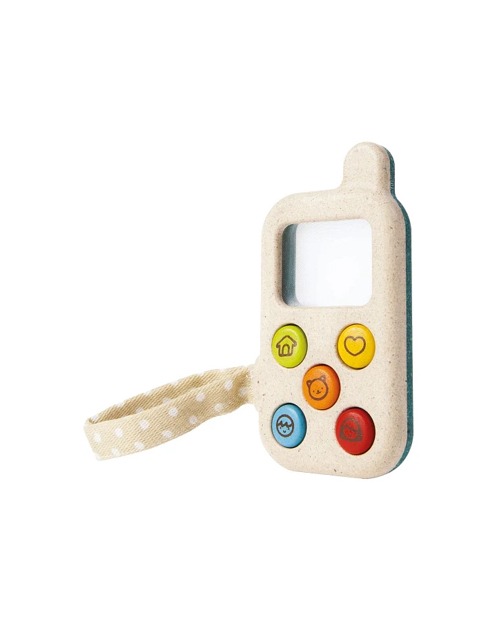 PlanToys "Mein erstes Telefon" Kindertelefon aus recyceltem Kautschukholz Maße 1,9 x 6,3 x 11 cm