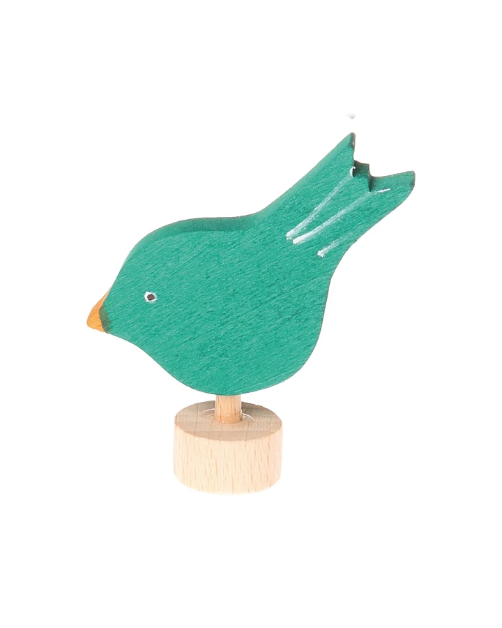 Grimms Pickender Vogel Steckfigur aus Lindenholz, bunt lasiert Höhe 6 cm