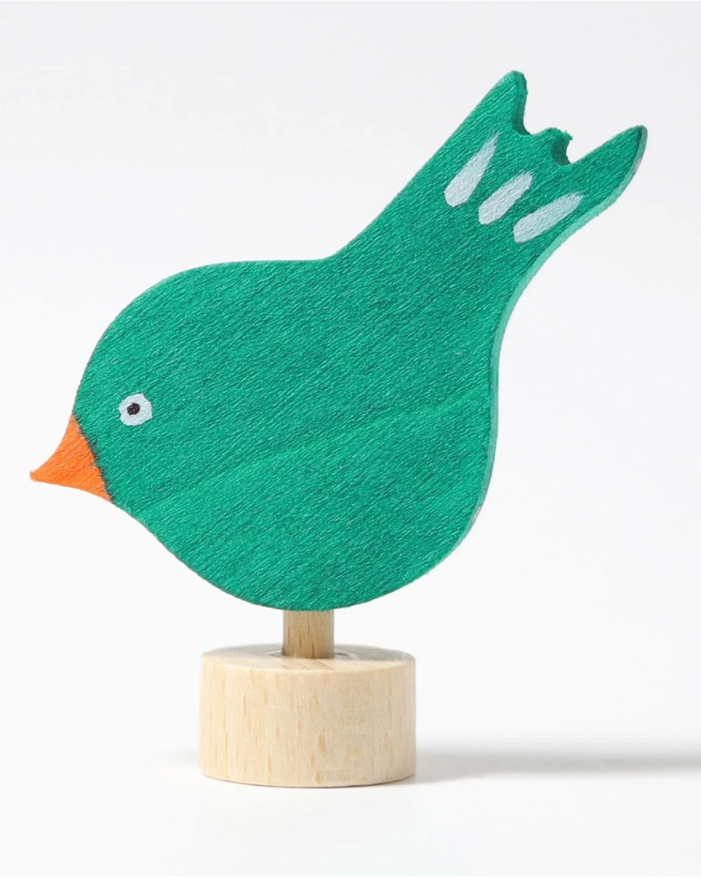 Grimms Pickender Vogel Steckfigur aus Lindenholz, bunt lasiert Höhe 6 cm – Ansicht 2