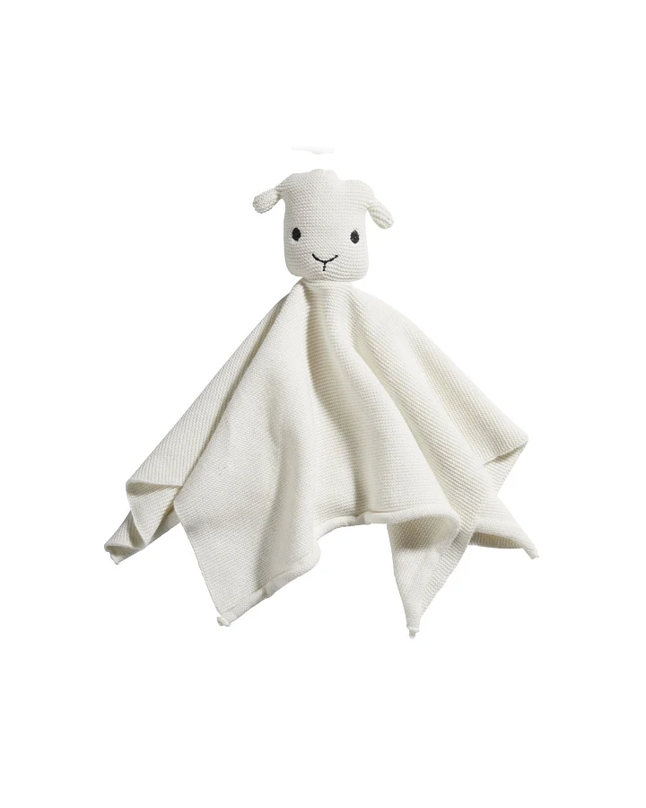 Baby Schnuffeltuch mit Rassel Strick Bio-Baumwolle natur Maße 35 x 35 cm