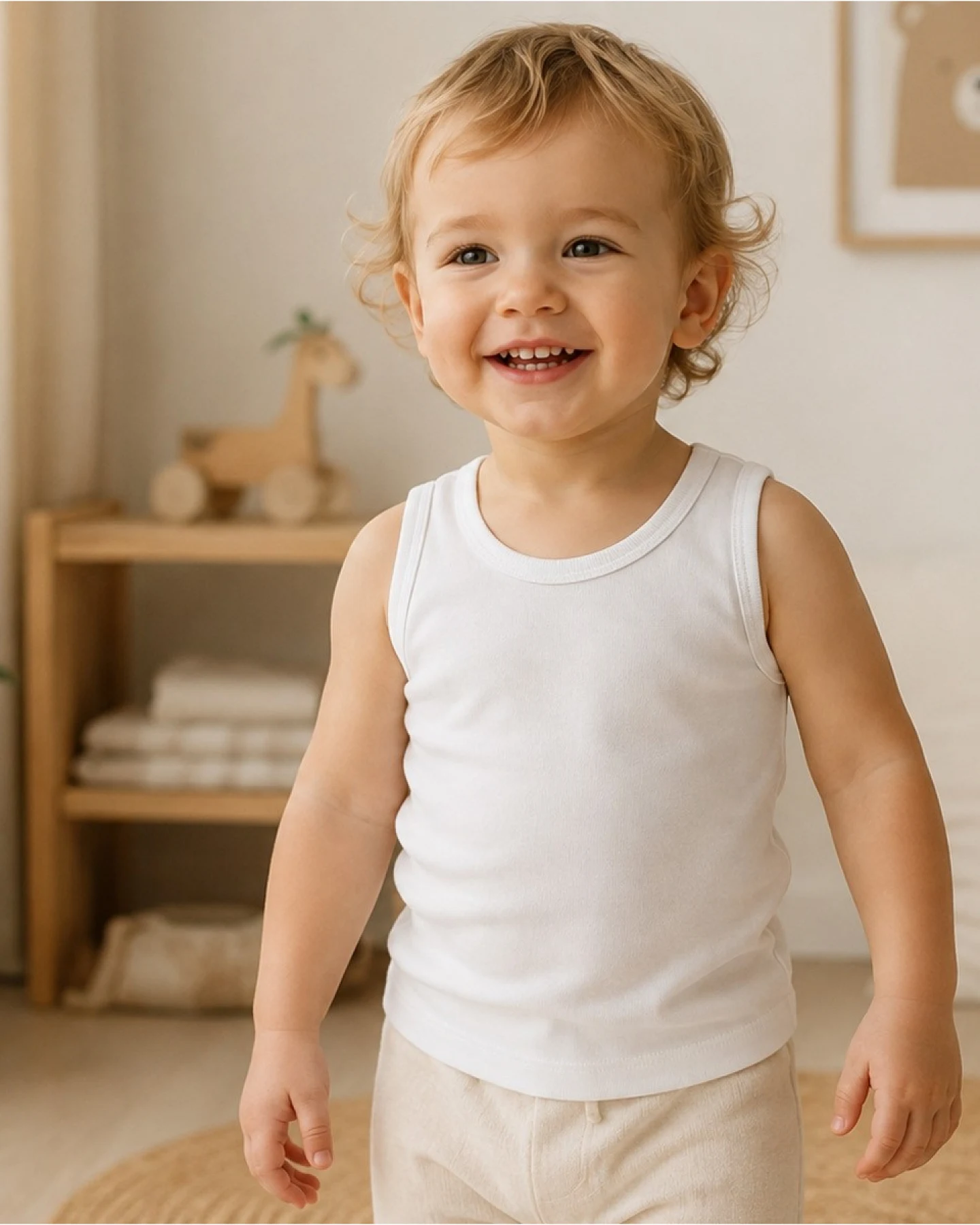 Baby und Kinder Unterhemd Bio-Baumwolle 3er Set off white Gr. 74/80 – Ansicht 2