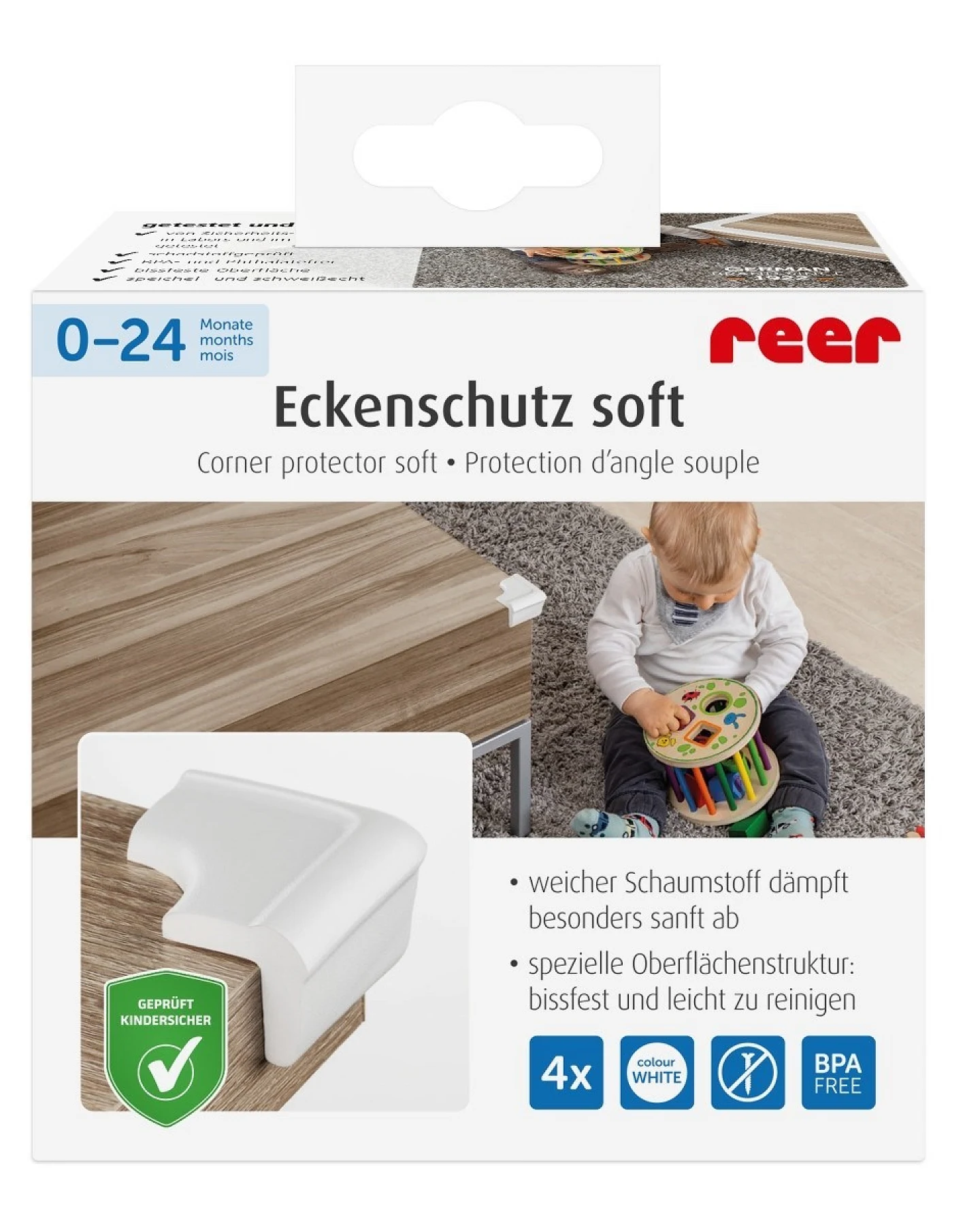 Reer Eckenschutz selbstklebend soft weiß 4er Set – Ansicht 2