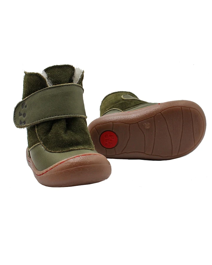 Pololo Kinder Stiefel pflanzlich gegerbtes Leder, gefüttert, "Karla" grün Gr. 24