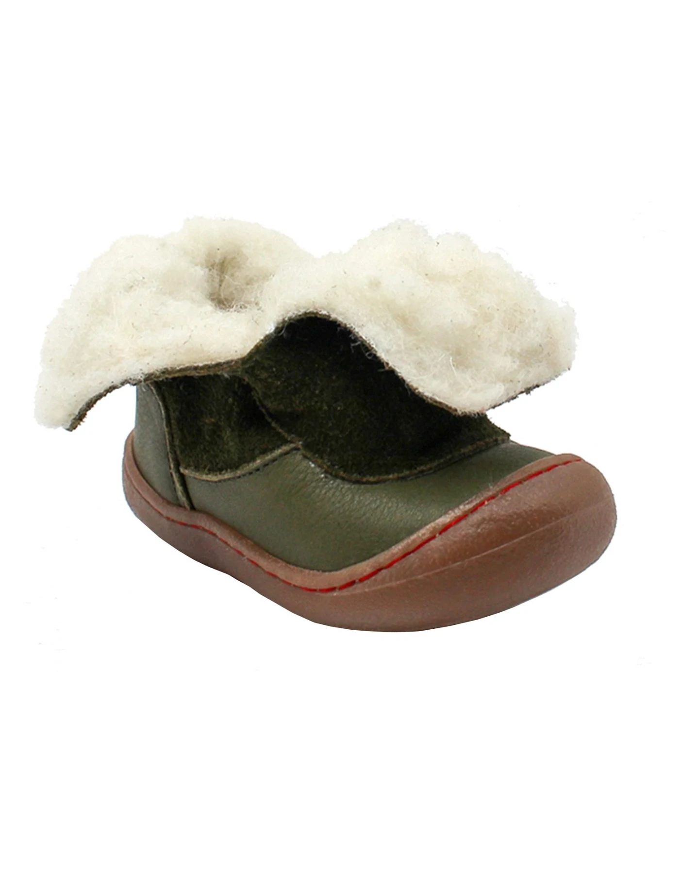 Pololo Kinder Stiefel pflanzlich gegerbtes Leder, gefüttert, "Karla" grün Gr. 24 – Ansicht 2