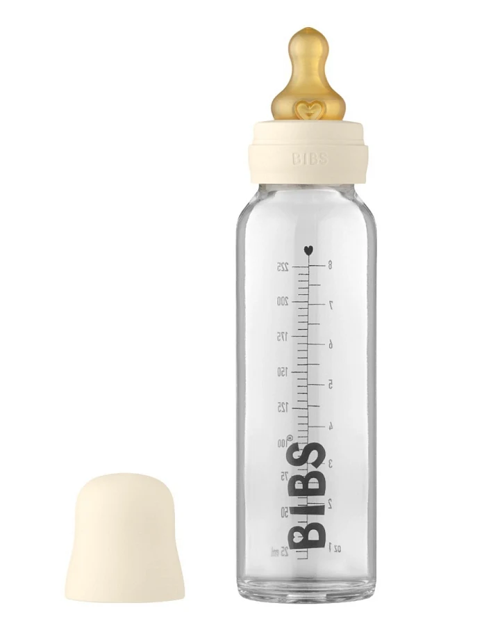 BIBS Babyflasche aus Glas im Komplett-Set Ivory 225 ml